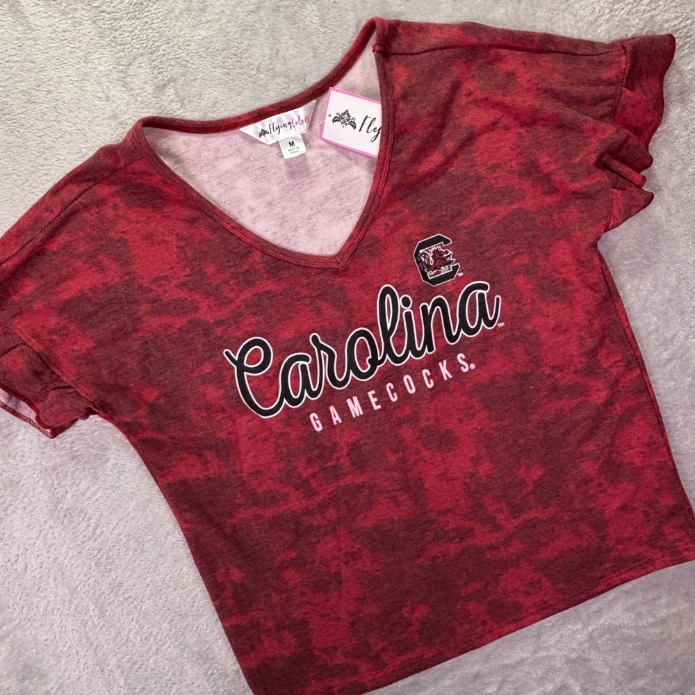NWT Flying Colors Women Top M Wine Carolina Gamecocks Daisy Drop Shoulder GFW637
